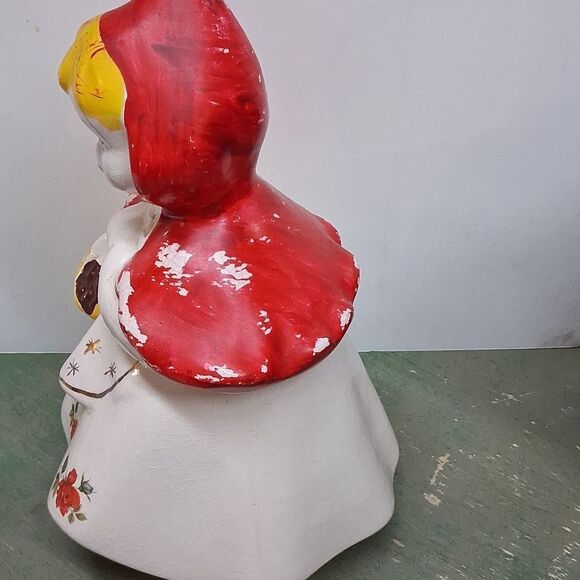 ANTIQUE HULL WARE LITTLE RED RIDING HOOD 13" COOKIE JAR # 967 1940's USA - Picture 8 of 9
